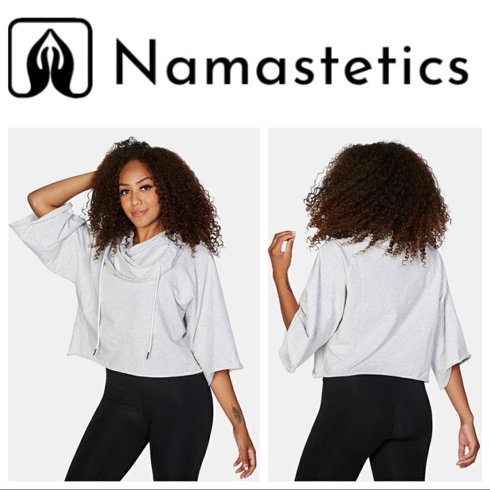 Namastetics Hoodie Cropped Athleisure XL Gray Lounge Pullover NEW Grey